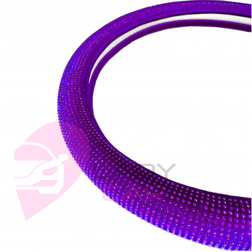Чехол на руль "Мистик" фиолетовые стразы на фиолетовом фоне