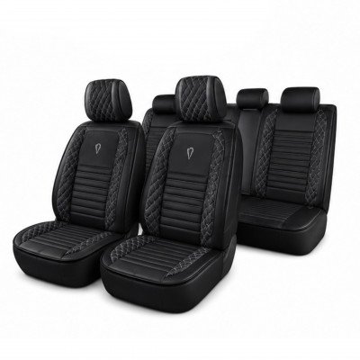 Комплект чехлов «Фортуна» черный белая строчка